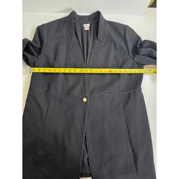 CHICO’S Black Floral Embroidered Ponte Long Jacket Coat Top Size 3 US 16/18 - Picture 5 of 7